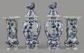 Fourpiece blue and white Delft garniture set