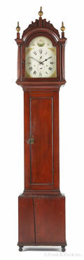 New England painted pine tall case clock ca 1830