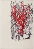 Bukowski Charles Black and Red Abstract Drawing