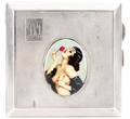1928 Sterling Cigarette Case w Erotic Medallion