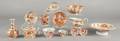 Fourteen pieces of Chinese export orange decorated porcelain tablewares 19th c