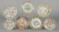 Seven Chinese export porcelain famille rose plates 19th c