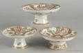 Three Chinese export porcelain rose medallion compotes 19th c