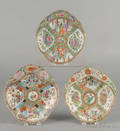 Three Chinese export porcelain famille rose shrimp dishes 19th c