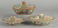 Three Chinese export porcelain rose medallion covered vegetables 19th c