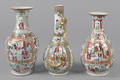 Two Chinese export porcelain rose medallion baluster vases 19th c