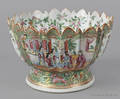 Chinese export porcelain rose medallion monteith bowl 19th c