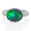 Black opal diamond  white gold ring