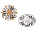 Diamond or gem set white gold brooches