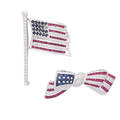 Multigem  diamond white gold american flag brooches