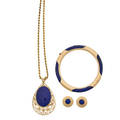Assembled suite of lapis  yellow gold jewelry