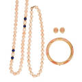 Coral or lapis yellow gold jewelry