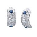 Diamond  sapphire white gold earrings