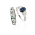 Sdiamond sapphire or blue topaz  gold or platinum ring