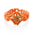 Victorian carved coral  yellow gold bracelet