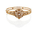 Victorian diamond  yellow gold hinged bangle bracelet