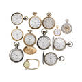 Collection of pocket watches incl silver silvertones gold goldtoned