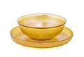 LC Tiffany Gold Favrile Finger Bowl  Underplate