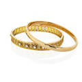 Two diamond or yellow gold bangle bracelets