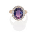 amethyst  diamond yellow gold ring