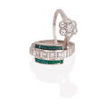 Diamond or emerald white gold rings