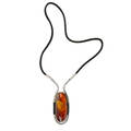 Modernist baltic amber silver  leather necklace