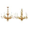Associated pair of giltwood carved chandeliers
