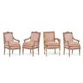 Set of four associated armchairs