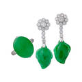 Jade diamond  platinum ring  earrings