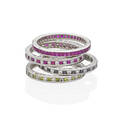 Four diamond or gem set platinum eternity bands