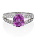 Pink sapphire  diamond platinum ring