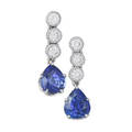 Sapphire diamond  platinum drop earrings