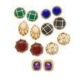 Seven pairs of gold ear clips