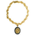 Yellow gold  onyx locket necklace