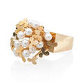 Danish modernist pearl  yellow gold ring