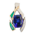 Tanzanite diamond opal  bicolor gold pendant