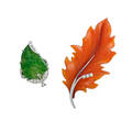 Diamond white gold  carved hardstone leaf jewelry