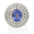 Tanzanite diamond  platinum cocktail ring