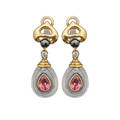 Catherine deneuve tourmaline rock crystal  yellow gold earrings