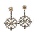 Diamond  silvertopped yellow gold drop earrings