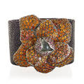 Multi gem set  sting ray leather flower cuff