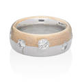 Gentlemans diamond  bicolor gold band ring