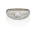 Antique diamond  white gold gentlemans ring