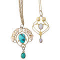 Murrle bennett gem set yellow gold arts  crafts pendants