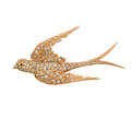 Victorian diamond  rose gold swallow brooch
