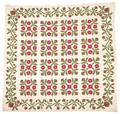 Appliqu Whig Rose variant quilt top 19th c
