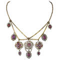 Rose de france amethyst  seed pearl festoon necklace