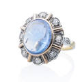 Antique sapphire diamond  silver topped gold ring