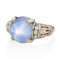 Egyptian revival star sapphire diamond  gold ring