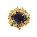 Sculpted yellow gold grapevine  amethyst brooch